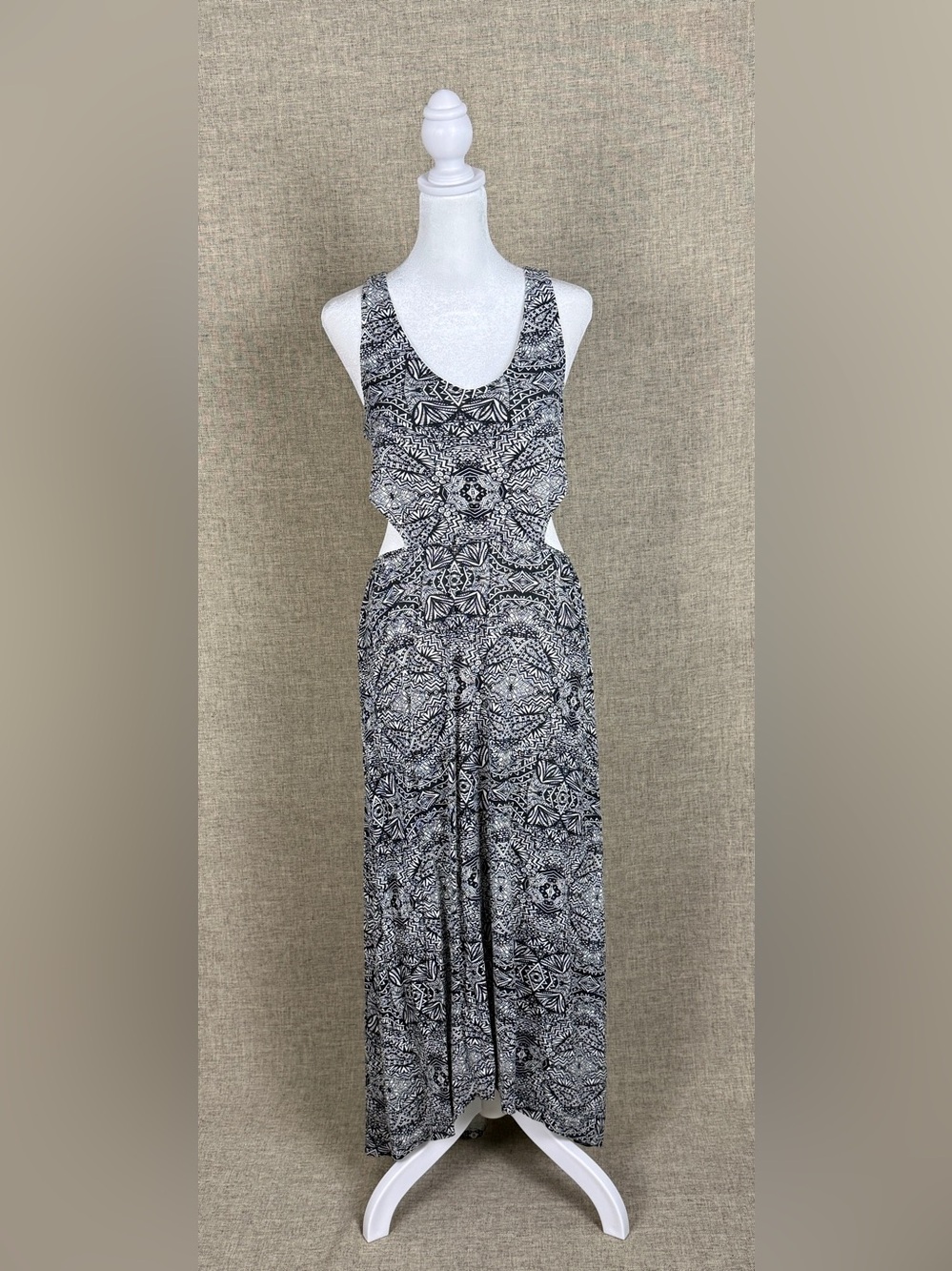 Billabong Black & White Geometric Cutout Maxi Dress
